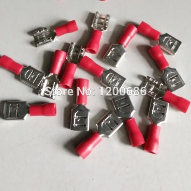 

100PCS 3.2 mm Spade FDD1-110 Red Female Electrical Spade Crimp Connector Terminals