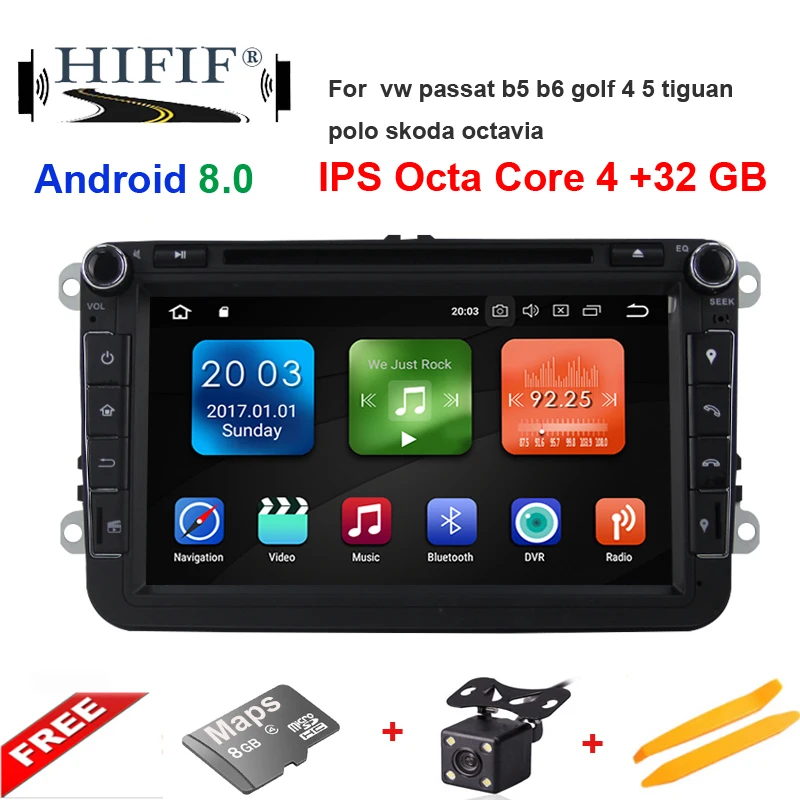 Clearance IPS DSP Android 8.0 2 DIN DVD player For Seat Altea Leon Toledo VW Passat B5 b6 V6 B7 POLO golf 5 6 touran TIGUAN SAGITAR GPS 0