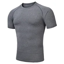 Chamsgend Мужская футболка эластичная с коротким рукавом быстросохнущая Мужская Однотонная футболка спортивная дышащая Беговая футболка размера плюс
