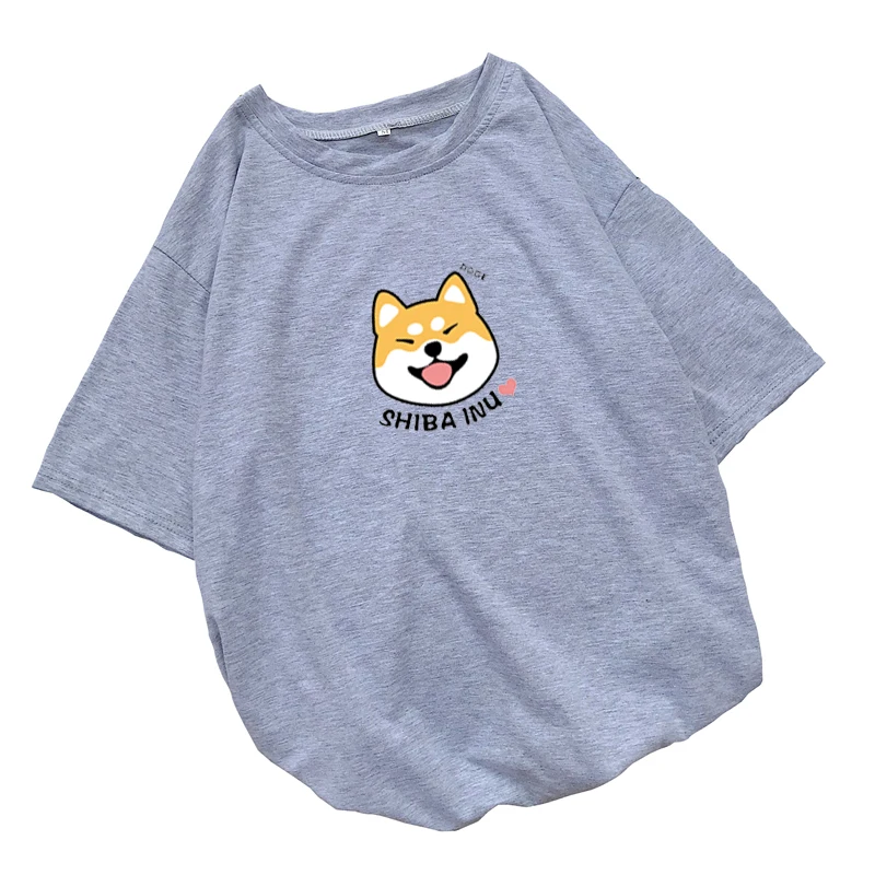 Для женщин Harajuku футболка Kawaii милые shiba Inu Doge печатных футболка корейский Стиль Уличная хлопковые топы эстетическое camisas mujer Тройник