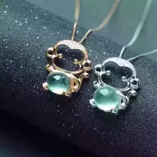 Натуральный Зеленый Пренит камень кулон S925 серебро натуральный драгоценный камень кулон ожерелье модный элегантный милый Обезьяна для женщин Девушка ювелирные изделия