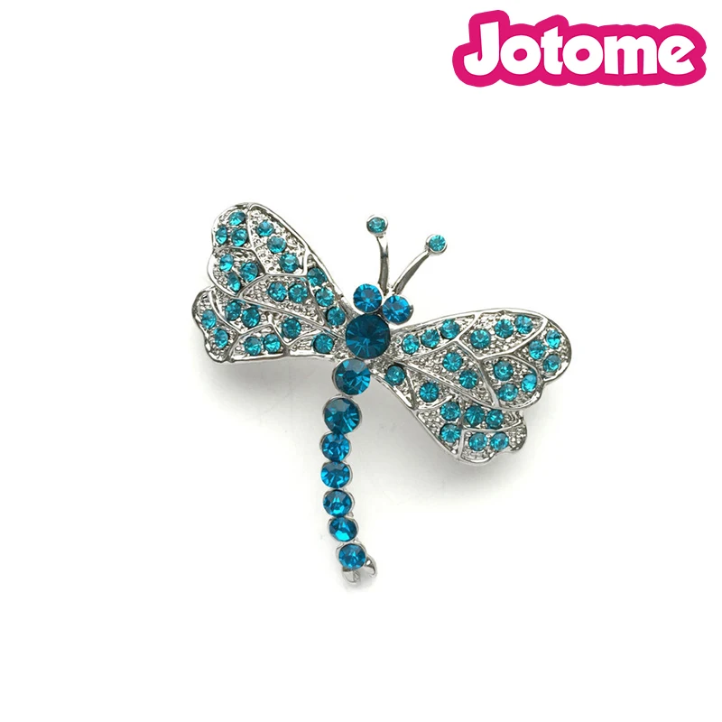 Aqua Blue Dragonfly Crystal Silver Brooch Wedding Accessories Bridal Brooch Bouquet Hair Comb DIY Crafts