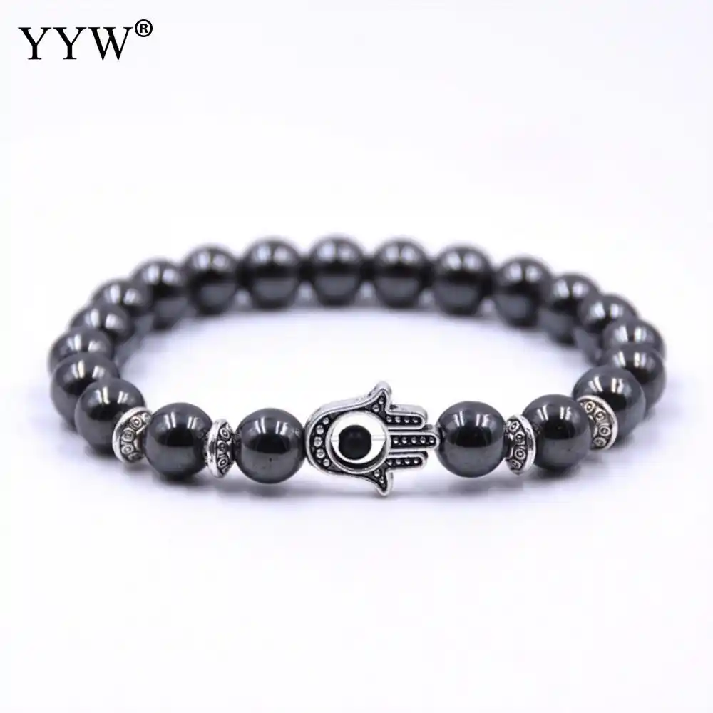 Gold Skull Magnetic Hematite Bracelet