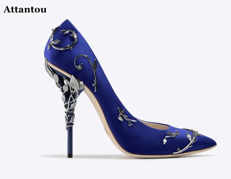 Attantou fashion metal decorations high heel shoes sexy