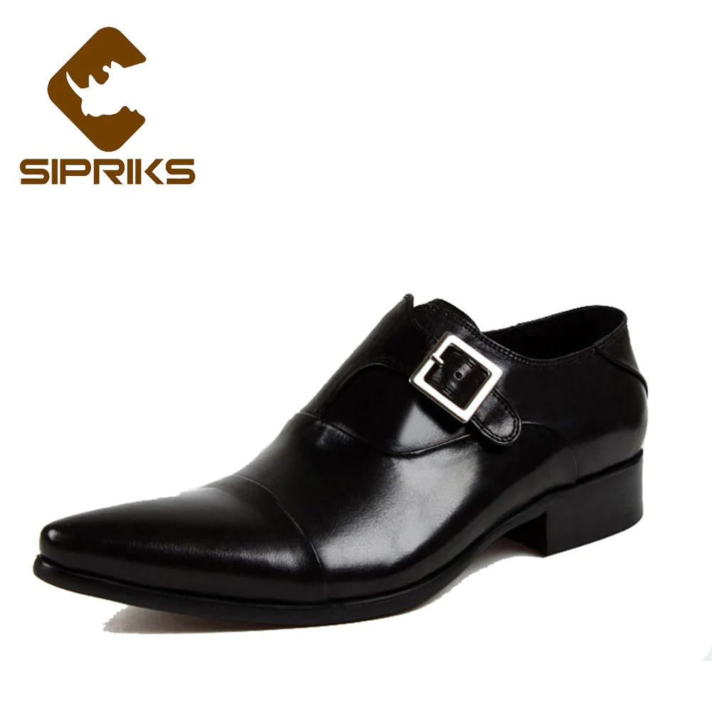 Sipriks Men'S Formal Shoes Burgundy Church Shoes For Men Single Monk Strap Pointed Toe Social Shoes Slip On Dress Shoes Flats