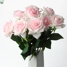 (EXTRA 10%OFF/2LOTS) 11Pieces 7.5cm Bloom Home/Wedding Decoration Artificial Flower Bride Bouquet Latex Real Touch Rose Flowers