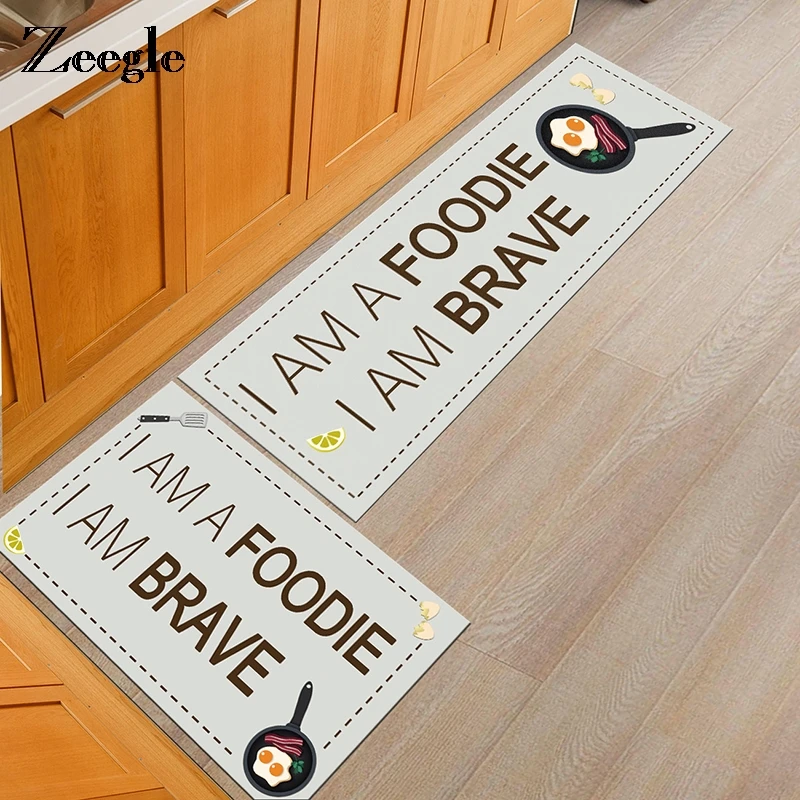 Zeegle Cooking Utensil Printed Flannel Carpet For Living Room Absorbent Slip-resistant Pad Kitchen Mat Door Bathroom Floor Mats