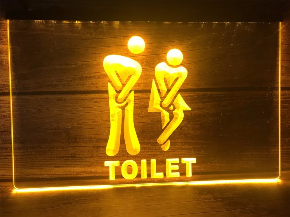 R101 Забавный светодиодный неоновый знак входа в туалет