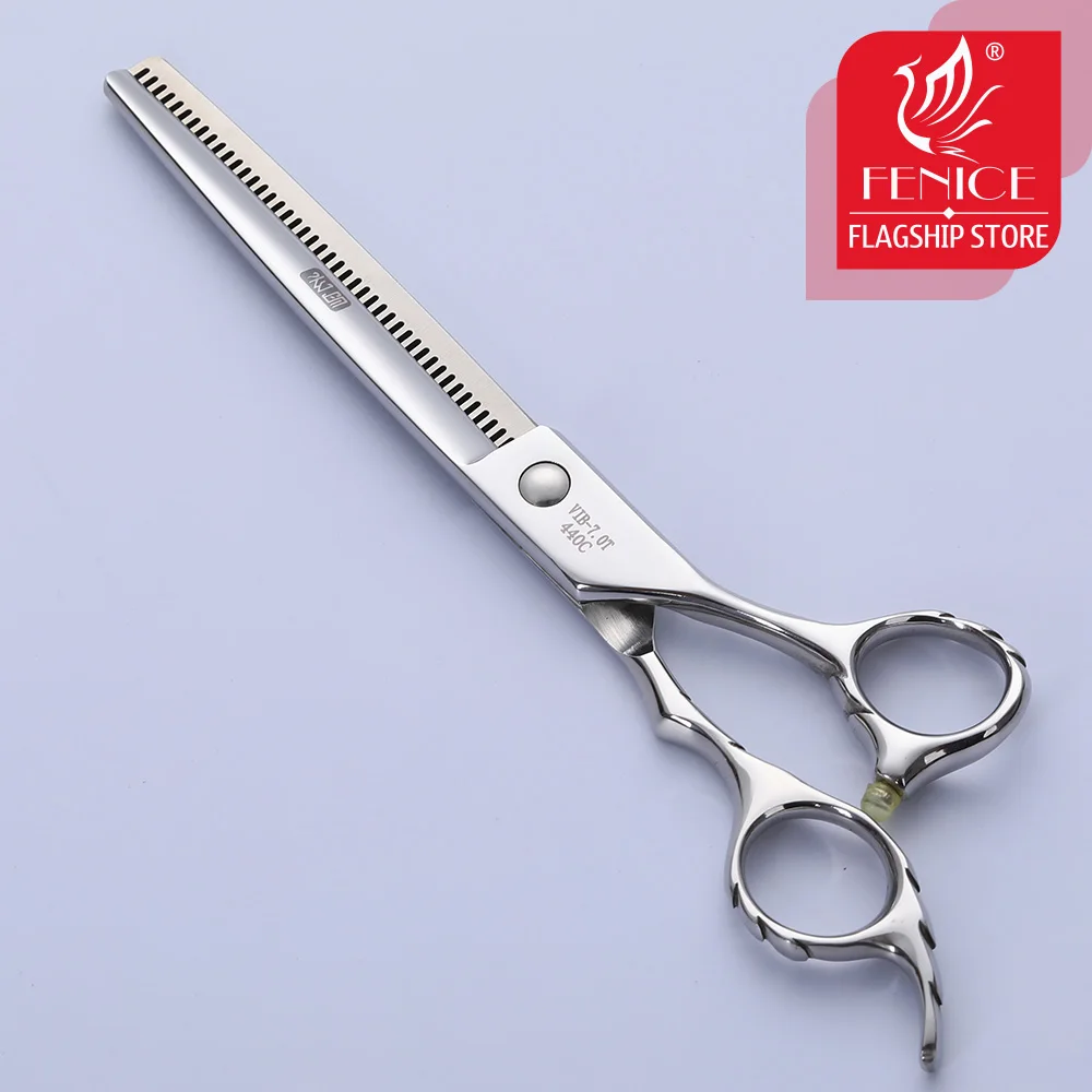 Fenice Professional Grooming Scissors 7.0 inch Thinning Shears 45 Tooth Thinning Rate 25% Japan 440c Dog hair Cutting Tool