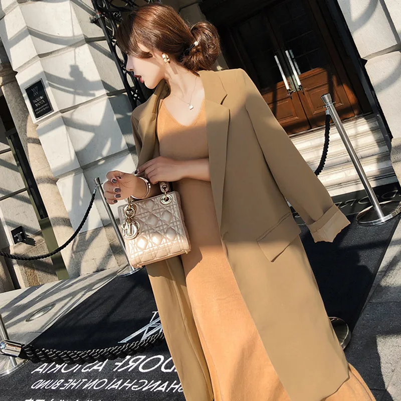2019 Spring Celebrity Temperament Commuter Ol Suit Jacket + Mid-length Knitted Skirt Two-piece Set Women Jackets and Coats Suit