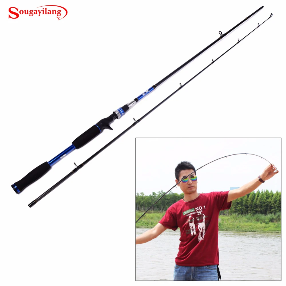 Sougayilang 2.1M 2 Section Hard Carbon Fishing Rod Baitcasting Fishing