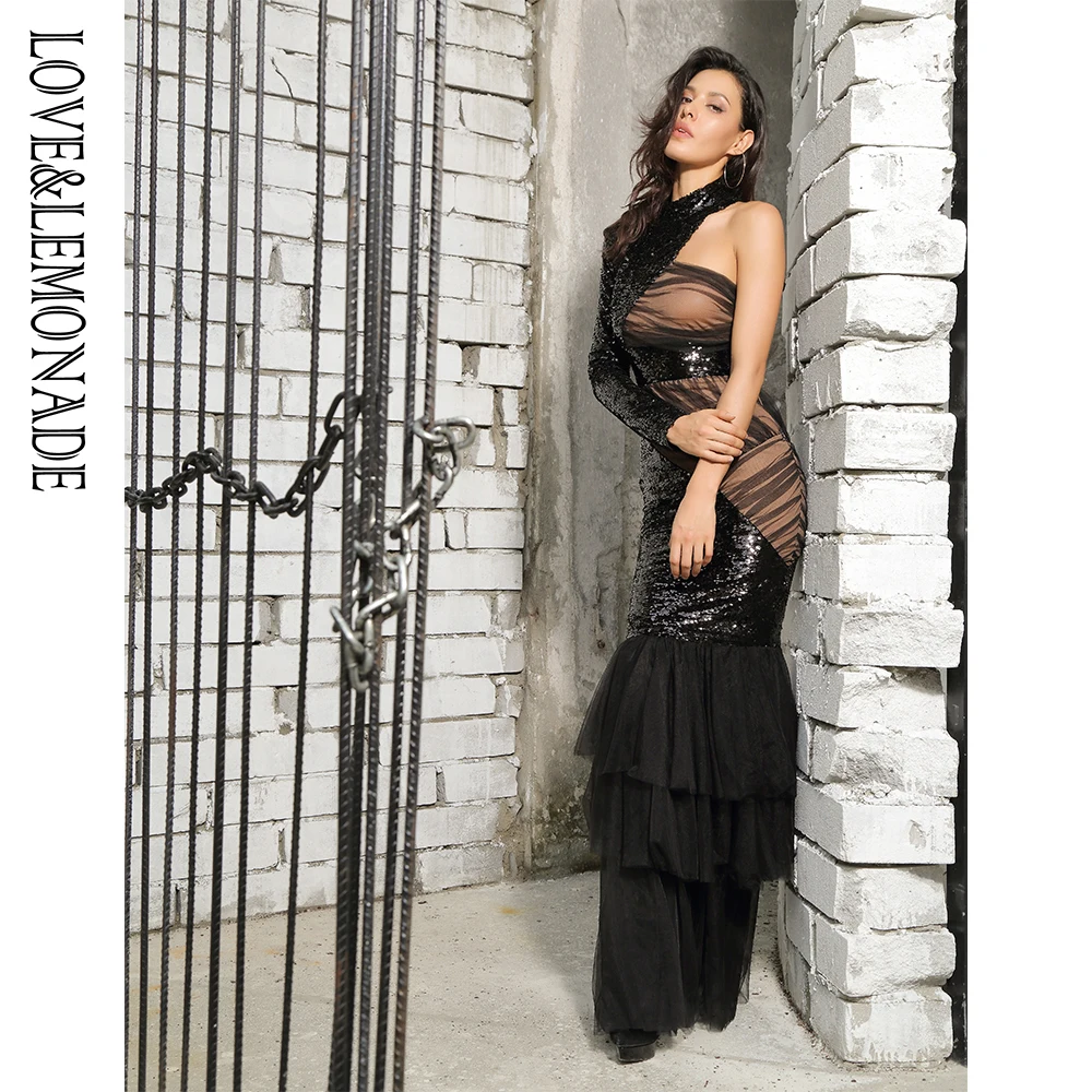 LOVE&LEMONADE  Black Cut Out Mesh Stitching