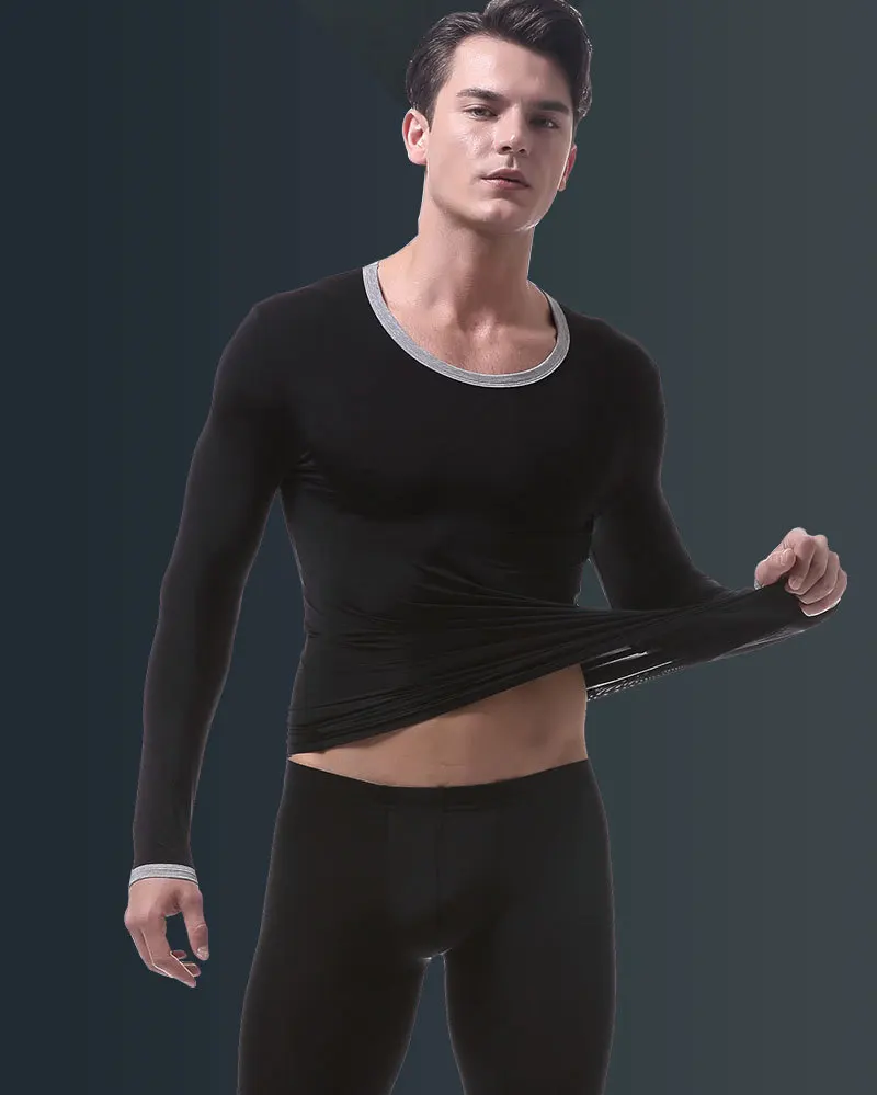 best long johns Ultra-thin Ice Silk Soft Fabric Men's Underwear Sets Translucent Breathable U Pouch Bag Design Sexy Long Johns(for A Suits) fleece long johns