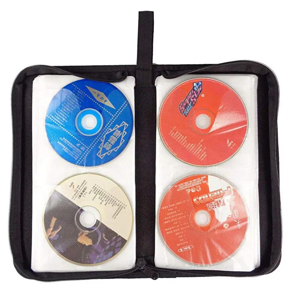 80 дисковый Портативный кожаный чехол для хранения на молнии CD DVD жесткого диска