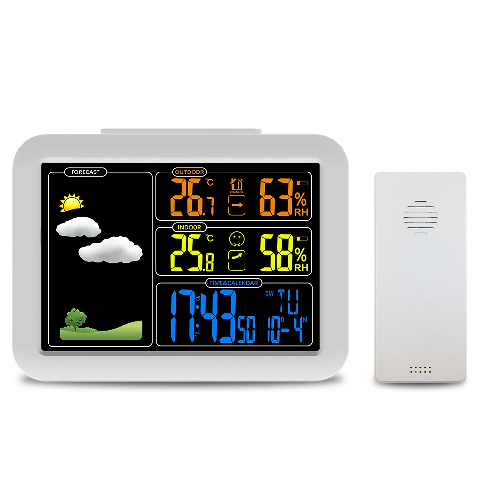 Weather Forecast Daily Alarm Wireless Weather Station Snooze Alarm Clock Indoor/Outdoor Digital