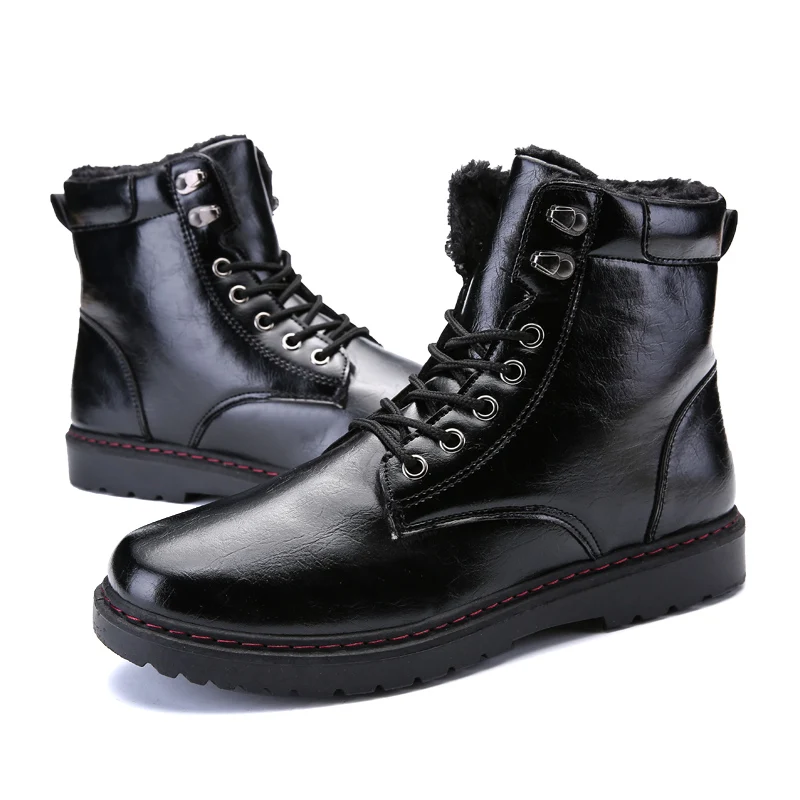 1 Homens No Neve Quente Inverno Botas black Calçados Borracha Black Sapatos 44 Pele Tornozelo 39 Dos De 2 Moda 2018 Trabalho Com 66HwCq