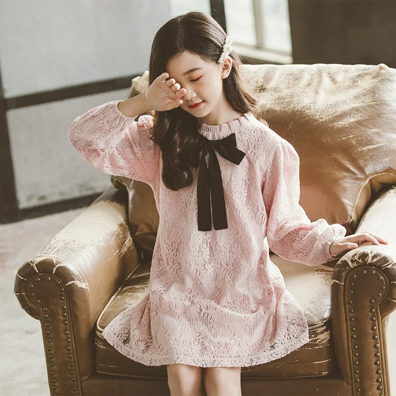 

Princess Girls Lace Dress Children's Clothes 2019 Long Sleeve Kids Girls Dresses For Party And Wedding Vestido Costume 10 12 14