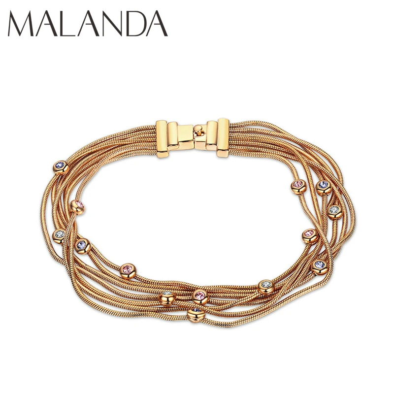 

Malanda Original Crystal From Swarovski Tassel Bracelets Bangle For Women New Fashion Wedding Charm Bracelet Jewelry Mom Gift