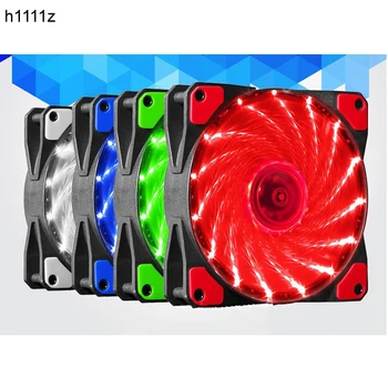 

120mm PC Computer 16dB Ultra Silent 15 LEDs Case Fan Heatsink Cooler Cooling w/ Anti-Vibration Rubber,12CM Fan,12VDC 3P IDE 4pin