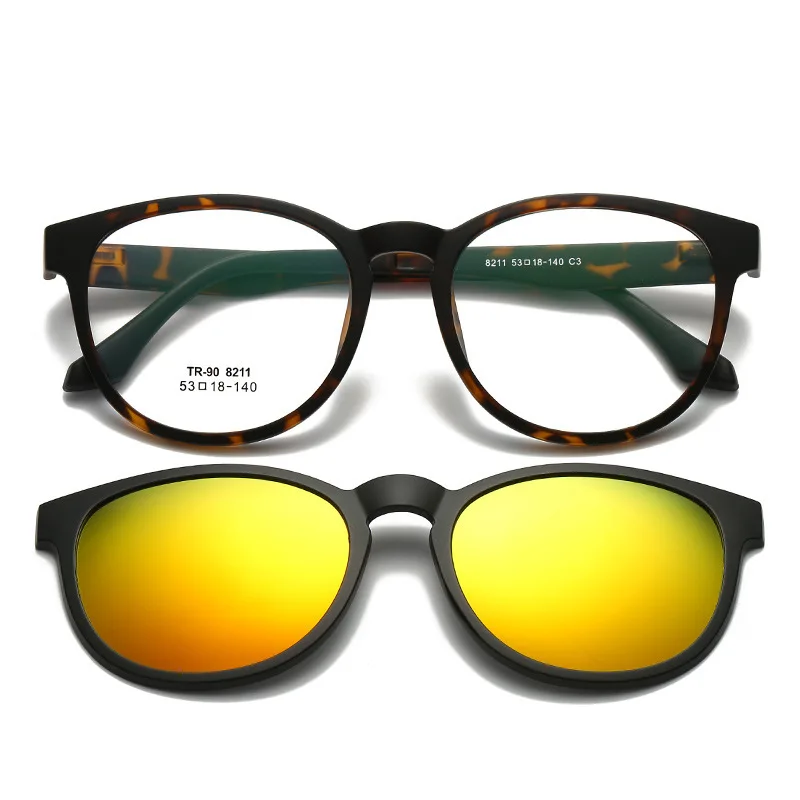 

Vazrobe Magnetic Clip on Polarized Sunglasses Women UV400 for Driving Myopia TR90 Glasses Frame men's Anti Glare Removable lens
