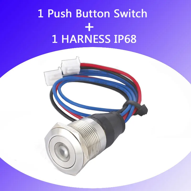 

YUESHUN 19mm waterproof illuminated push button switches with HARNESS IP68