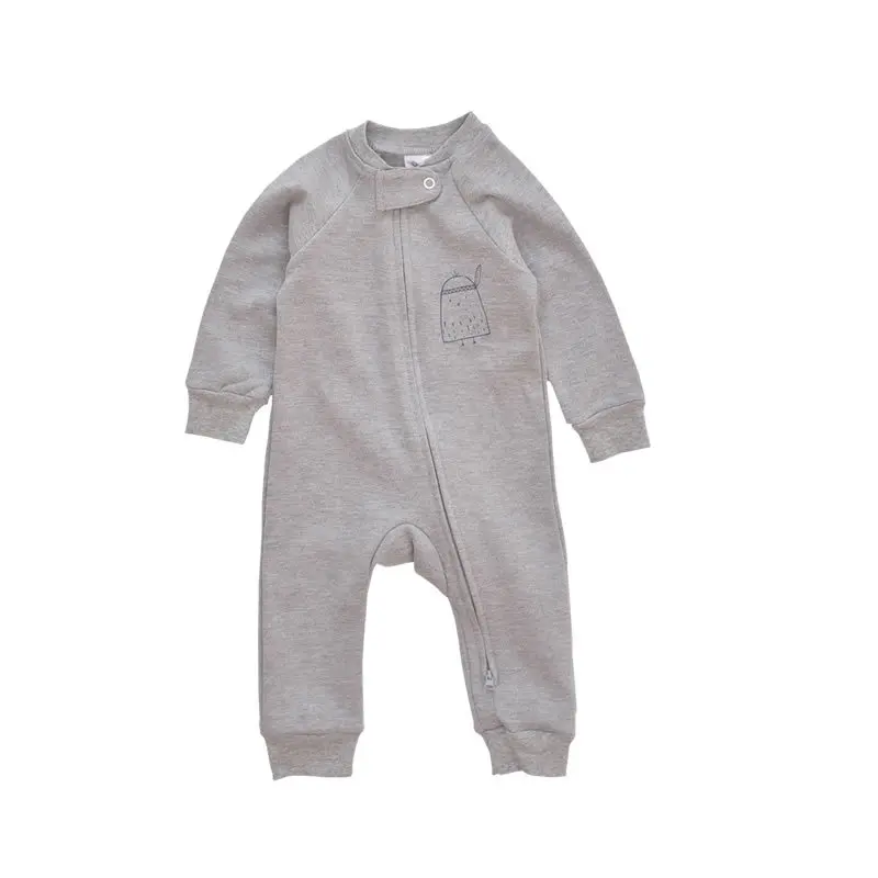 Одежда для маленьких девочек хлопковые пижамы для малышей комбинезоны для малышей Одежда на молнии комбинезон для новорожденных мальчиков ropa para bebe костюм-комбинезон - Цвет: gray
