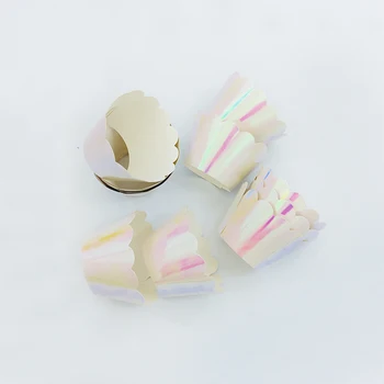 

60pcs Disposable Cupcake Wrappers Rainbow Wedding Party Decoration Cake Wrappers Baby Shower Engagement Party Wrappers Supplies