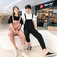 Супер красивые передники для пар высококачественные корейские Комбинезоны женские и мужские Свободные Комбинезоны Молодежные дикие комбинезоны