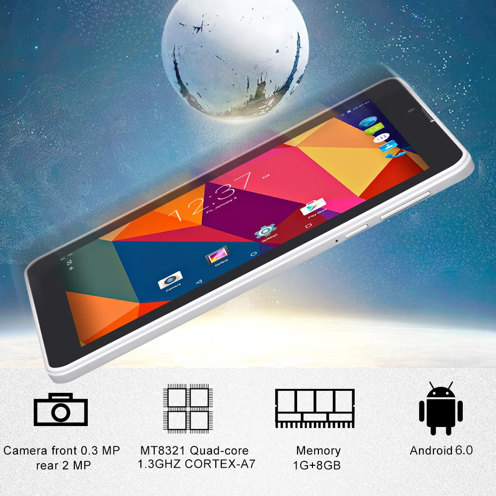 7” E706 Yuntab GPS Double Mini SIM Card 1.3GHz Quad Core Cortex A7 IPS Dual Camera 1GB+8GB Phone Call Tablet PC