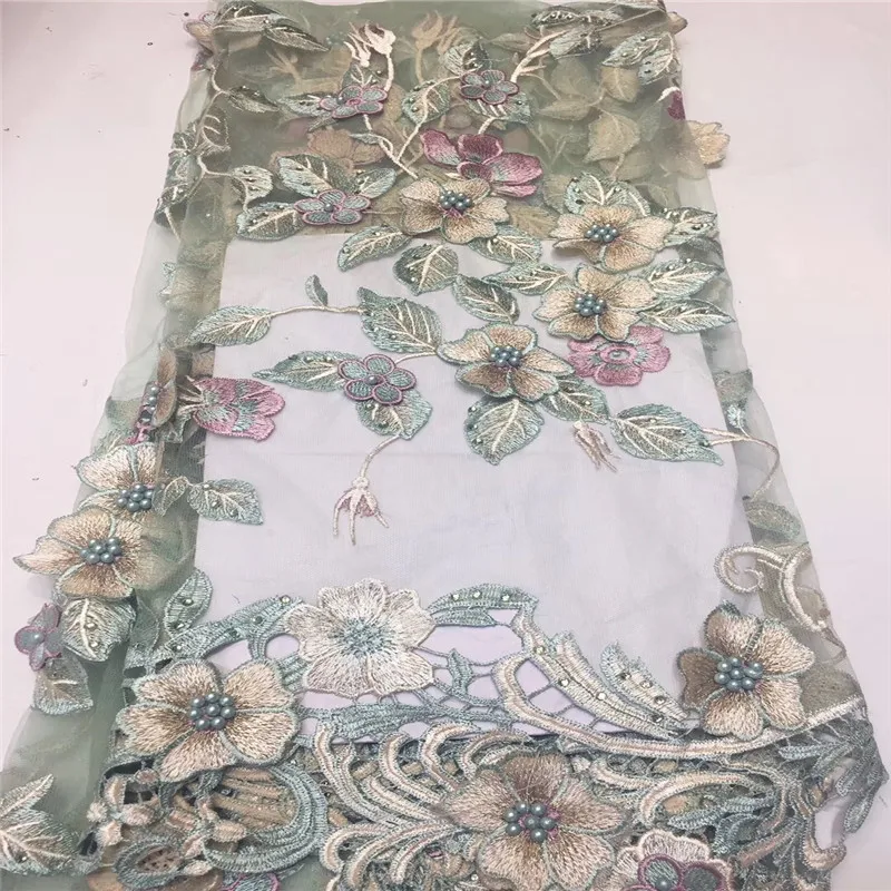 

2019 New style French net lace fabric 3d flower African tulle mesh lace fabric high quality lace nigerian lace fabric