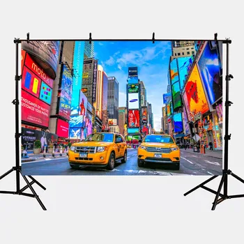 

Mehofoto Modern City Street Background Buildings Photo Backdrop for Photography Studio Kids Theme Party Taxi Cars G-172