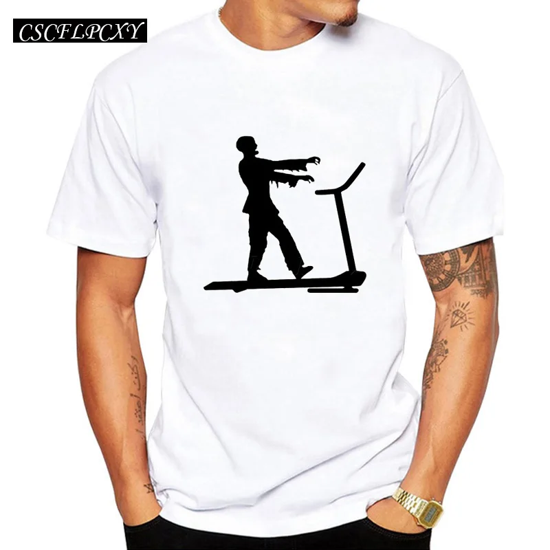 New cartoon design zombie printed men's customized t-shirt walking dead male halloween tops punk style casual fashion tee | Мужская