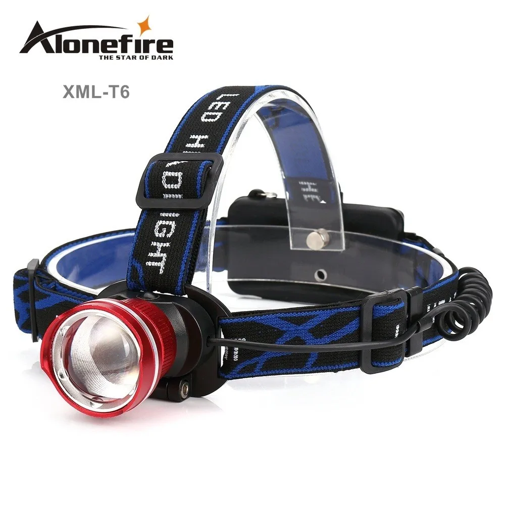 AloneFire HP87 2000Lm CREE XML T6 Zoom светодиодный налобный светильник, налобный фонарь, налобный светильник, масштабируемый регулируемый фокус для велосипеда, кемпинга, пешего туризма