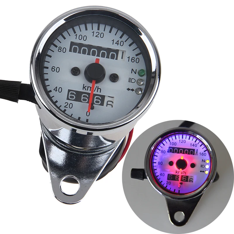 POSSBAY DC 12V 0160km/h LED Motorcycle Speedometer Odometer Gauge Bike