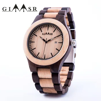 

2018 New Natural Retro Style Wood Watch Men GIMSR Japan MIYOTA Quartz Movement Wooden Watches Women Dress Wristwatch Unisex Gift