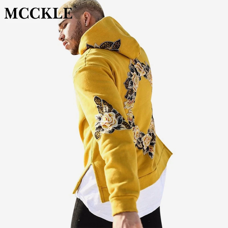 

Hooded Fleece Embroidery Sweatshirt Hip Hop Hoodie Black White Print Flower Hoodies 2019 Fashion Streewear Hoody Sweatershirts