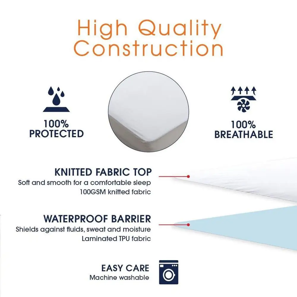  Turetrip Twin Full Queen King Smooth Waterproof Mattress Cover For Bed Mattress Protecto Machine Wa