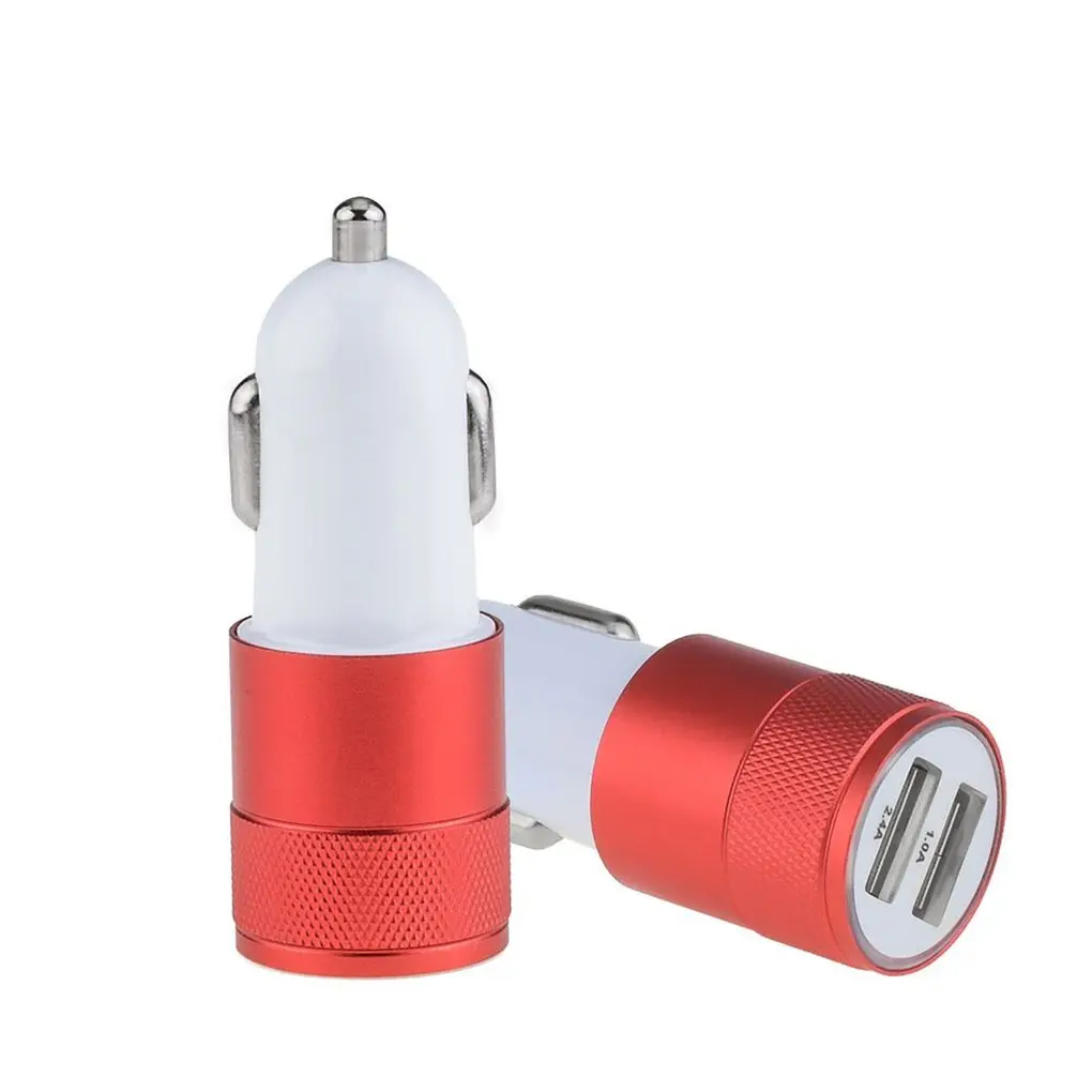 أدى 5 V المعادن المزدوج USB شاحن سيارة الألومنيوم سبائك 2.1A الألومنيوم سبيكة سيارة ولاعة السجائر محول سيارة المساعدون