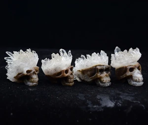 1 шт. высокое качество натуральный кварц Кристалл Резные черепа кластеры Настоящее Исцеление - изображение