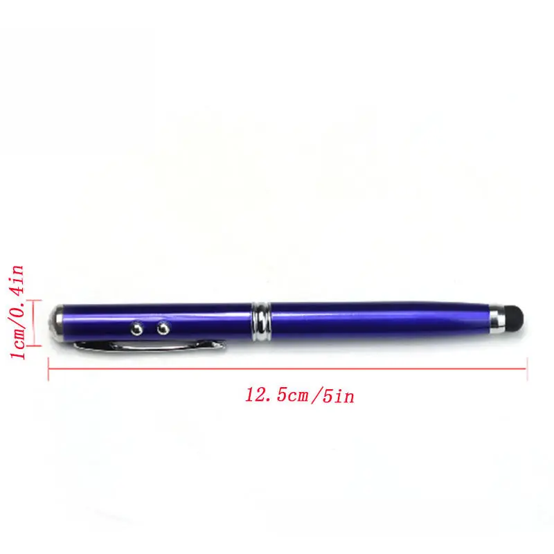 Прочный 4 в 1 Лазерный Указатель для iPhone для планшетов светодиодный сенсорный экран Стилус Шариковая ручка для емкостного сенсорного экрана - Цвет: Синий