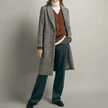 Liva осеннее Женское шерстяное пальто новое модное длинное шерстяное Пальто однобортное тонкое женское осенне-зимнее шерстяное пальто