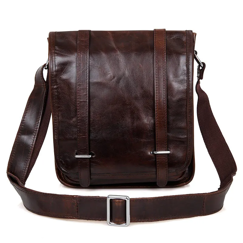Nesitu High Quality Vintage Coffee Real Genuine Leather Cowhide Cross Body Men Messenger Bags Shoulder Bags