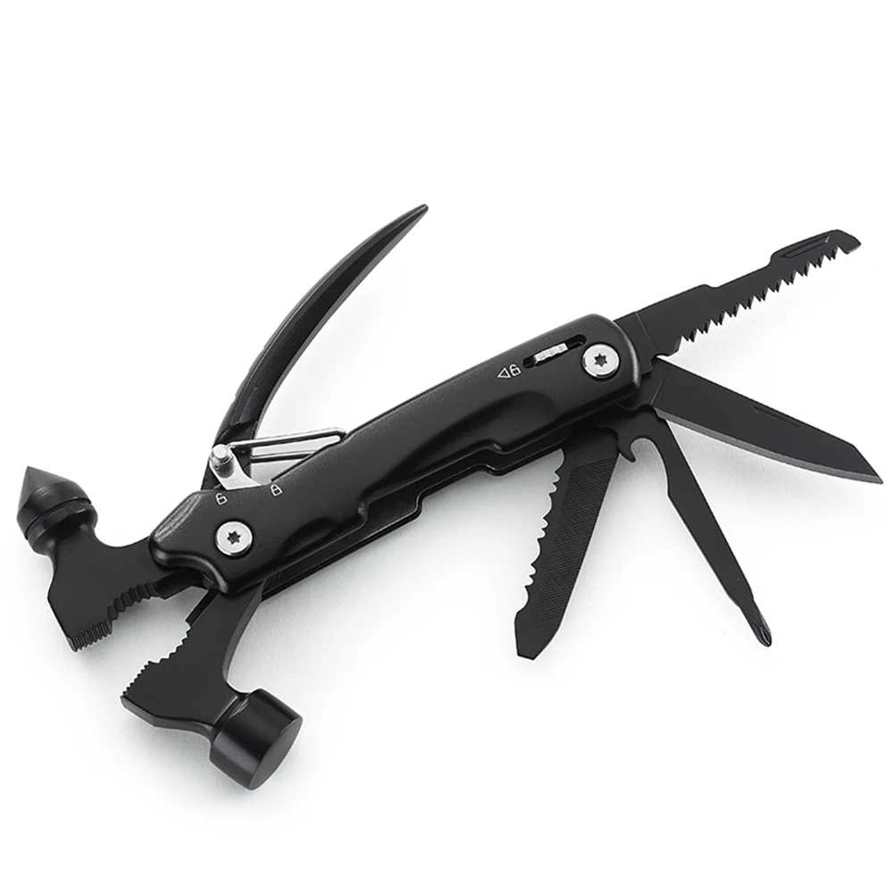 

Outdoor survival multi tool Hammer Folding Cutter knife Sawtooth Bottle Opener Screwdriver Kit for Outdoor Camping Equipment