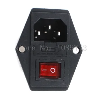 

AC 250V 10A 3P IEC320 C14 Inlet Plug Power Socket w Fuse Holder Black Red