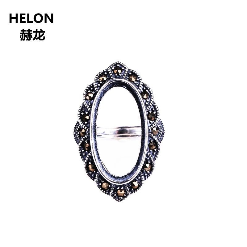 

925 Sterling Silver Women Engagement Wedding Ring 11x21mm Oval Cabochon Semi Mount Ring Vintage for Gemstone Wholesale