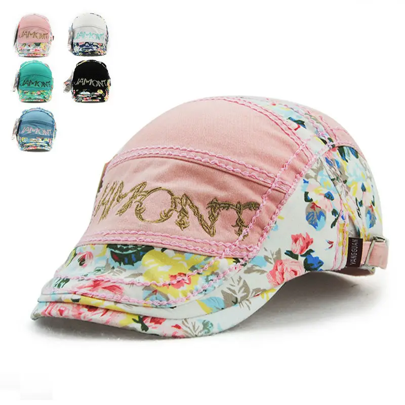 

New Fashion Unisex Women Sun Mesh Beret Caps Newsboy Casual Flat Sport Hats Casquette Embroidery Foral Print Cotton Outdoors Cap