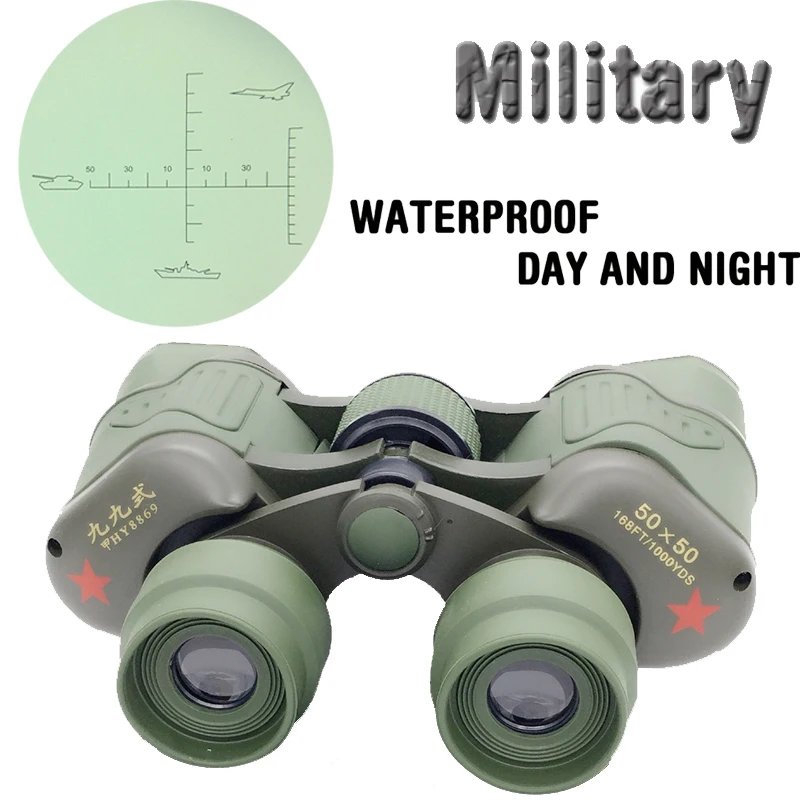 Livre à Prova Binóculos de Acampamento hd ao ar Dmilitary Água Militar Visão Noturna Telescópios Caminhadas Armoring Portátil Caça Viagem Adultos 50x50 7 Telescópio e binóculos