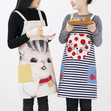 Cartoon apron smock household lovely kitchen lovers work clothes cooking oilproof apron
