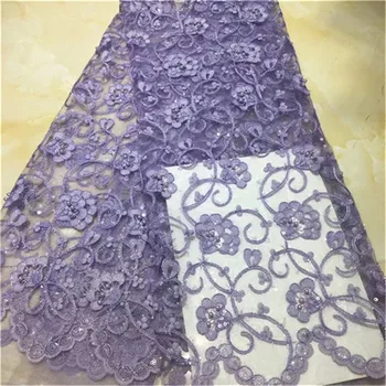 

Latest Sequin Embroidery Design African French Glitter Lace Wedding Nigerian Tulle Lace Fabric Purple Lace Fabric