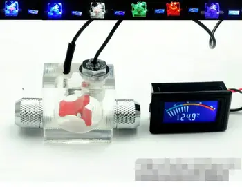 

Flow Scout Meter with LED light And Pointer Thermometer For Water Liquid Cooler System CPU with fitting